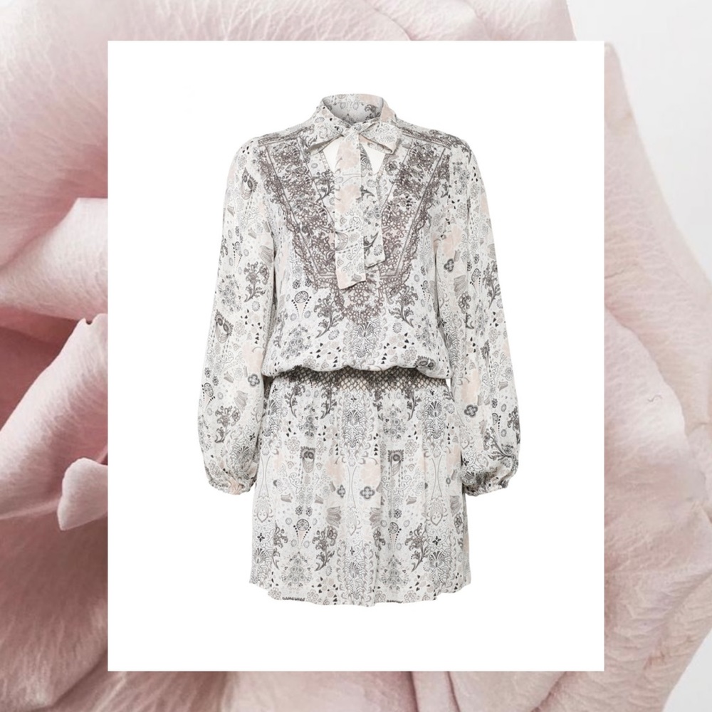 Parker Ivory Silk Printed Silvia Dress Size S